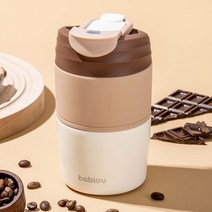 바블로브 파스텔 보온보냉 빨대 진공 텀블러 400 mL, 치즈 오렌지