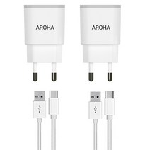국산 아로하 2.1A 2usb 휴대폰 멀티 충전기 갤럭시 아이폰 호환 1.2M 케이블 포함, 충전기2개+1.2M C타입 케이블2개