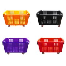 국산 튼튼한 바퀴달린 이삿짐 보관함 플라스틱박스 공장 운반바구니 운반상자, 노랑