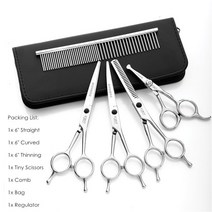 애견 미용 가위 67 인치 전문 애완 동물 가위 세트 개 손질 직선 및 숱이 고양이 머리 절단 도구, 24 6 inch Full Set
