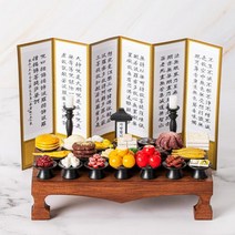 [스마트스토어판매금지]납골당꾸미기 미니어처 전통제사1인상 병풍포함, 전통제사상 1인상_산수화 / 막걸리추가