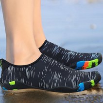 여성 아쿠아 슈즈 미끄럼 방지 신발 물놀이 스킨슈즈, 패턴 블랙 240-245mm