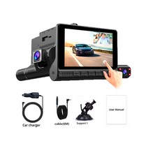 룸미러블랙박스 후방 카메라 자동차 3 대시 캠 FHD 1080P 4인치 터치 스크린 DVR 비디오 레코더 나이트, 01 DVR no rear camera_01 16G