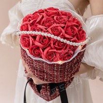 선물용 꽃다발 다양한 비누장미 11종 꽃으로 만들어진 부케 꽃 장식 장미 꽃다발 보내기, 빨간장미 홍색 19 꽃