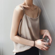 여성 새틴 나시티 베이직 봄 여름 외출 여자 끈 나시 2023 상의 Satin sleeveless shirt XK0087