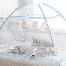 미니 원터치사각모기장 아동용 침대모기장 90cmx140cm, 블루