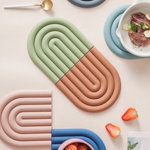 레인보우 실리콘 냄비받침 다용도 패드, 올리브그린 1개