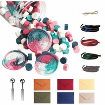 왁스 씰 180피스 실링 왁스 키트 혼합 색상(수백) 스탬프 씰용 왁스 밀봉 비즈 봉투(블루 핑크 그린), Blue Gray White Green Bronze P