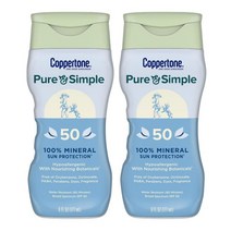 [미국] 코퍼톤 Coppertone 퓨어 & 심플 선스크린 로션 Spf 50 6 oz 2개입 저자극 산화 아연 함유, 6 Fl Oz (Pack of 2)