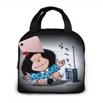 Mafalda 점심 가방 아이 여성 절연 휴대용 방수 피크닉 Coole 아침 식사 학교 재사용 식품 도시락 상자, 4