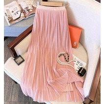 휴드 맥킬리 플리츠 쉬폰 허리 밴딩 스커트 2COLOR