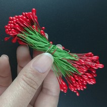 꽃철사 3세트단 100 pcs 레드 더블 양면 라운드 꽃 stamen 와이어 래핑 된 공예 카드 결혼식 인사말 사진에, 02 5MM