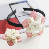 도도앤뉴 아기 유아동 여아 한복 헤어 장식 단아한 배씨 집게핀 + 머리띠 세트