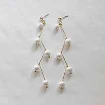 수호쥬얼리 gyro 진주 체인 지그재그 드롭 라인귀걸이