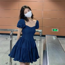 흰색 퍼프 원피스 핀턱 린넨 땡땡이 지지미 블루 연보라 20대 버튼 잔꽃 플레어미니