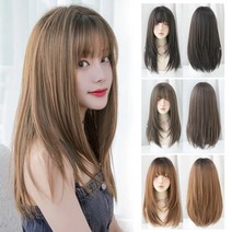 AOKOWN 여성 긴머리 패션 통가발, 내추럴 블랙57cm, z