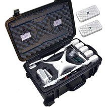 Case Club 바퀴 달린 프리컷 방수 드론 케이스 연장 핸들 및 2개의 수분 흡수 실리카 젤 - DJI Phantom 4 (프로펠러 켜짐)