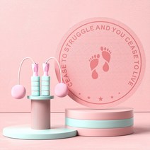 tpe 요가 매트 실내 무음 미끄럼 방지 충격 완화 두꺼운 원형 헬스 댄스 스포츠 줄넘기 매트, 줄넘기 세트 핑크발 모델 + 핑크 퍼플 줄넘기, 10mm(초보자)