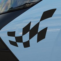 체크깃발 무늬 패턴 스티커 튜닝 데칼 흠집커버, 80x63mm, A타입, 검정