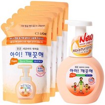 아이깨끗해 유아 손 세정제 복숭아향 본품 250ml 1개+ 리필 200ml x4 세트, 6세트