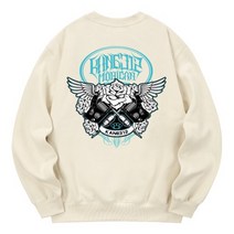 KAN6312 KMC0064 타투머신 기모 맨투맨 - 크림