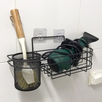 욕실 젠다이 선반 화장실 공중부양 드라이기거치대 고데기 세면대 보관함 홀더 수납장 무타공, 블랙(대)