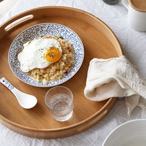 2size 우드 트레이 손잡이 나무식판 1인용 일식 원형 가정식 쟁반 트레이 대나무