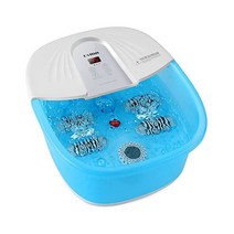 Ovitus 열 및 마사지 롤러가 있는 풋 스파 목욕 마사지기 진동 버블 제트가 발 스파 마사지 롤러 4개 지압 바닥 온도 조절 가능 발 청소 완화를 위한 레드 라이트, 블루.