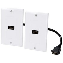 HDMI 벽 플레이트 1 포트 4k 2팩 HDMI 면판 싱글 콘센트 표준 벽 플레이트 (4K UHD 비디오 ARC) 피그테일 HDMI 키스톤 잭 포함 HDTV 프로젝터 P, WH-A_Sta-1