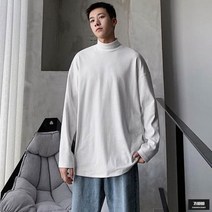 가바바 남성 오버핏 긴팔티 도톰한 반목 무지 목폴라 기본티셔츠 G53020