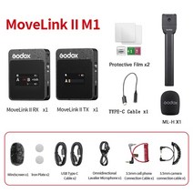asmr마이크 아이돌 방송용 Godox-morelink II M1 M2 무선 소형 마이크 휴대폰 카메라용 2.4GHz 송신기 수, 09 M1II Black-Support