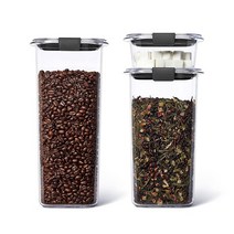 Rubbermaid 6피스 Brilliance 식료품 저장실용 식품 보관 용기 밀가루 설탕 및 파스타용 뚜껑 포함 식기 세척기 사용 가능 투명/그레이, Containers_Set of 3 (8.1 6.6 1