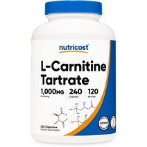 뉴트리코스트 L-카르니틴 타르트레이트 1000MG 240캡슐, 단색, 240 카운트 팩 1개