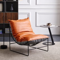 북유럽풍 1인용 소파 폭신한 안락의자 감성의자, 레더오렌지