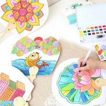 평부채 만들기 꾸미기 종이부채 DIY 채색 미술놀이 키트, 어변성룡도