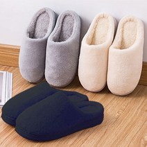 부드러운 벨벳 실내용 거실 사무실 털실내화 층간소음 방지 거실화 앞막힌 겨울 방한 털 슬리퍼, 여성 네이비