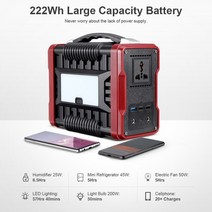 220WHPortable 발전소 태양 광 발전기 야외 캠핑 비상 에너지 공급 백업 배터리 휴대용 보조베터리, [01] EU AC 220V
