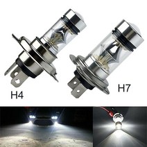 H7전조등 2x 100w h4 h7 슈퍼 브라이트 20smd led 자동차 주간 주행 운전 안개등 램프 6000k 자동 운전 헤드 라이트 하이 로우 빔 전구, 12000k 아이스 블루, h7