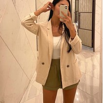 윈썸코리아 여성 오버핏 심플 시원한 린넨 자켓