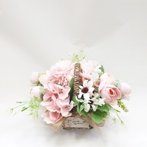 영하우스 납골당꽃다발 미니조화 꽃다발 꽃바구니 납골당꽃 부착식 성묘꽃 산소꽃 봉안당조화 추모꽃 꾸미기 납골당 꽃장식, 퐁퐁믹스꽃바구니핑크
