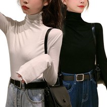 주디앤 여성 데일리 하이넥 긴팔 목폴라티 2P