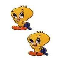 2 pieces Baby Bird Iron On Patch Applique Children Motif Fabric Cartoon Decal 2.7 x 1.5 inches (6.8, 1