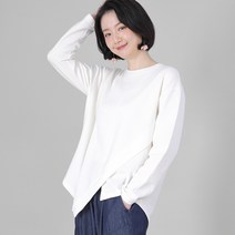 애비뉴투지 엄마옷 사선 언발 여성 봄 가을 단색 라운드 긴팔 티셔츠 A03348 50대 60대 중년여성