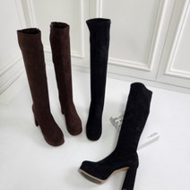 (역삼힐) 스웨이드 가보시 통굽 롱부츠(10cm)