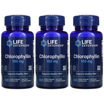 라이프익스텐션 엽록소 클로로필린 100mg 100 베지 캡슐 3병, 3개, 100개