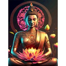 탱화 불교용품 산신 종합 관세음보살 아미타불 무속용품 불교그림 선녀 금강경사경 GATYZTORY숫자로 그림 부처님 손으로 그린 아트 선물 DIY 숫자로 종교 키트 캔버스에 그리기, 10.9934883 - 20x30cm no frame