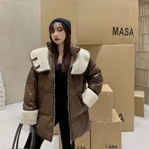 오버핏 양털 뽀글이 소매 캐주얼 브라운 패딩 무스탕 20대 코디 겨울 가을 회사원