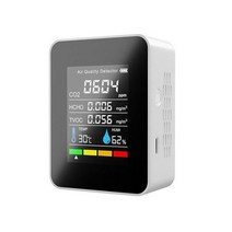 다기능 5 in1 CO2 미터 디지털 온도 습도 시험기 이산화탄소 co2 TVOC HCHO 감지기 대기 질 모니터, CHINA, WHITE