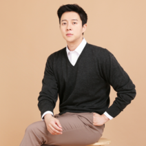 파파브로 남자 가을 국산 브이넥 긴팔 니트티 JP-KN-NTV-블랙
