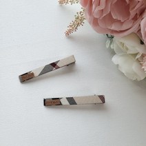 (2세트구성) 명품체크 반머리용 악어집게핀